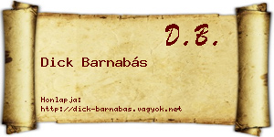 Dick Barnabás névjegykártya