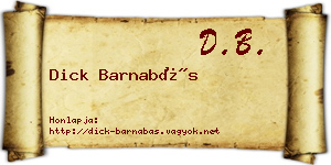 Dick Barnabás névjegykártya
