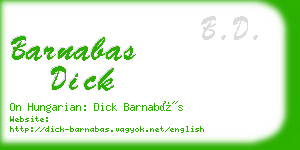 barnabas dick business card
